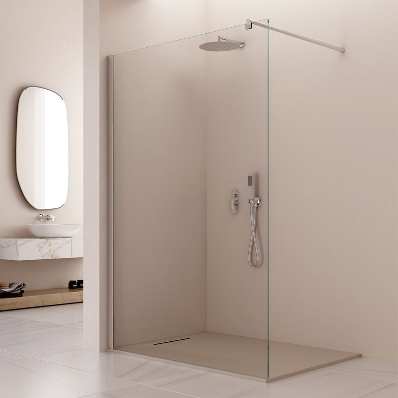 Parete Doccia Walk-In H195 cm in Cristallo 8mm Trasparente Bonussi Nives Varie Misure-3