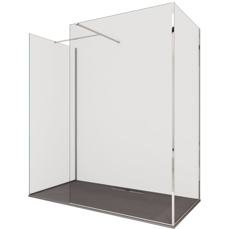 Box Doccia Parete Walk-In 3 Lati in Cristallo Trasparente 8 mm H195 Bonussi Three Varie Misure-1