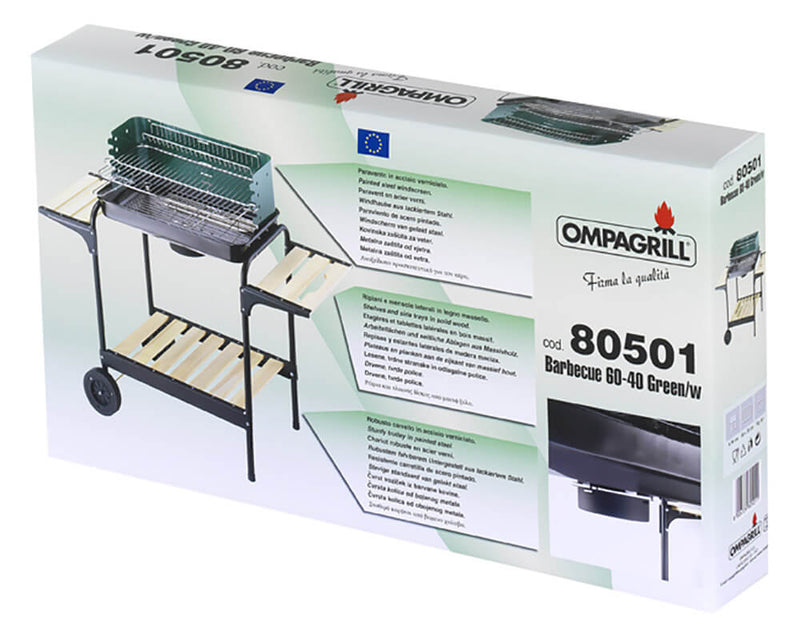 Barbecue a Carbone Carbonella in Acciaio Ompagrill 60-40 Green/W-2