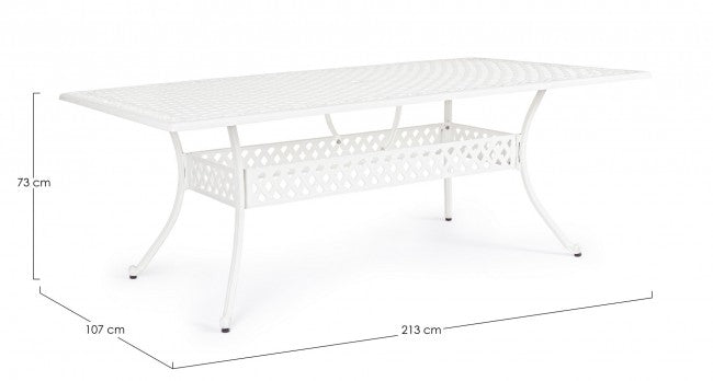 Tavolo da Giardino 213x107x73 cm in Alluminio Bianco-2