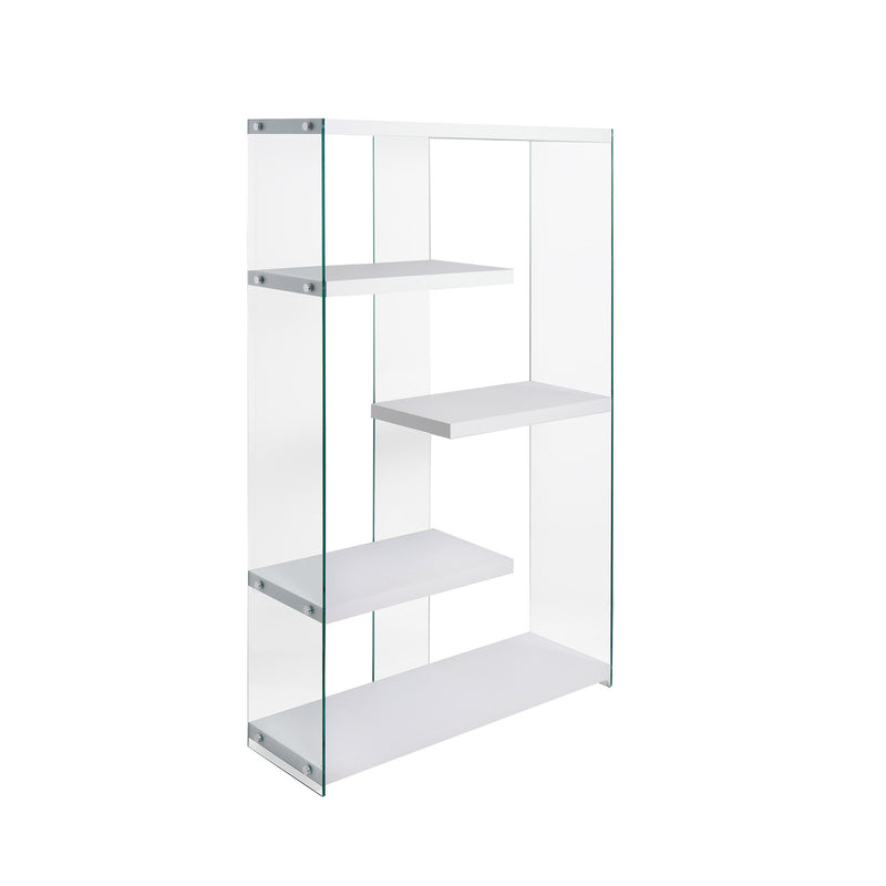 Libreria in Vetro 91,5x30x160 cm Bianco-2