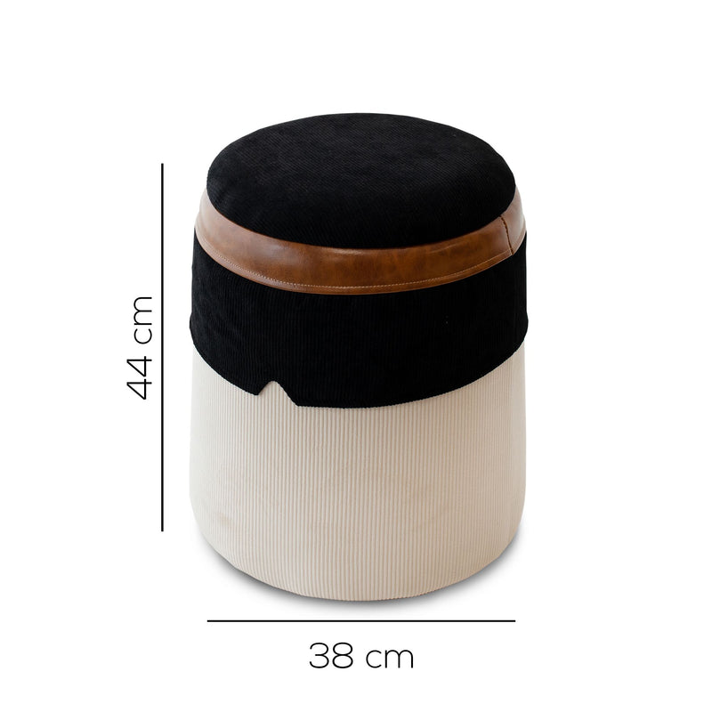 Pouf Contenitore Aladin Nero Bianco-6