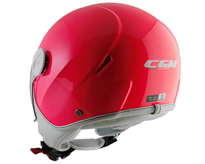 Casco Demi-Jet per Bambini Visiera Sagomata CGM Magic Mono 205A Rosa Fluo Varie Misure-3