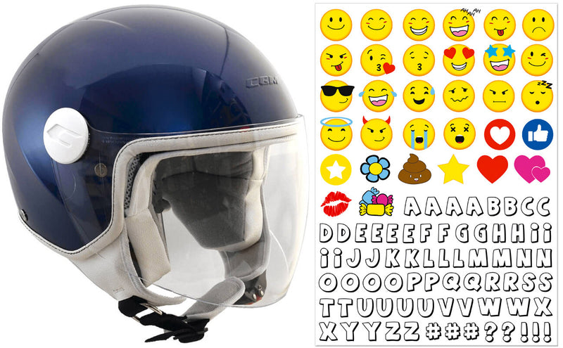 Casco Demi-Jet per Bambini Visiera Lunga CGM Magic Smile 205S Blu Metallizzato Varie Misure-1