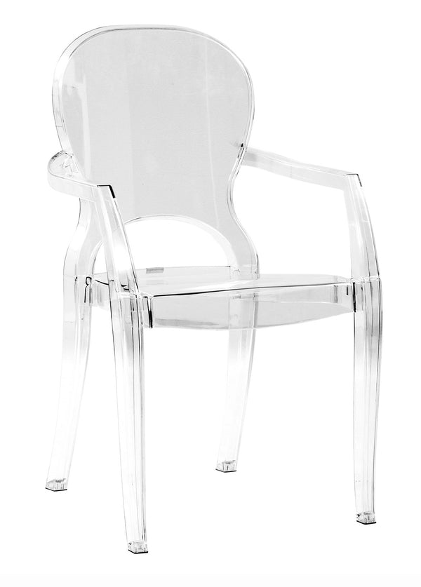 sconto Stuhl mit Armlehnen 51,3x51x92 cm aus transparentem Atena-Methacrylat