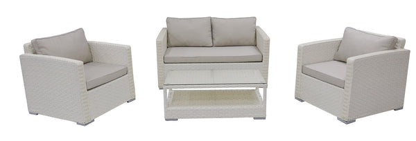 Garden Lounge Set Sofa 2 Sessel und Kios Ivory Couchtisch online