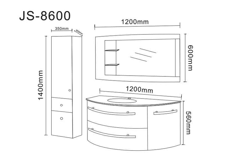 Mobile Bagno Sospeso 120 cm Carnelli Black Ambassador-8