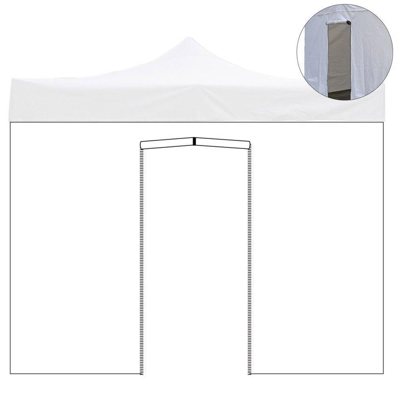 Telo di Ricambio Laterale per Gazebo Pieghevole 4,5x2m Impermeabile con Porta Avvolgibile Bianco-1