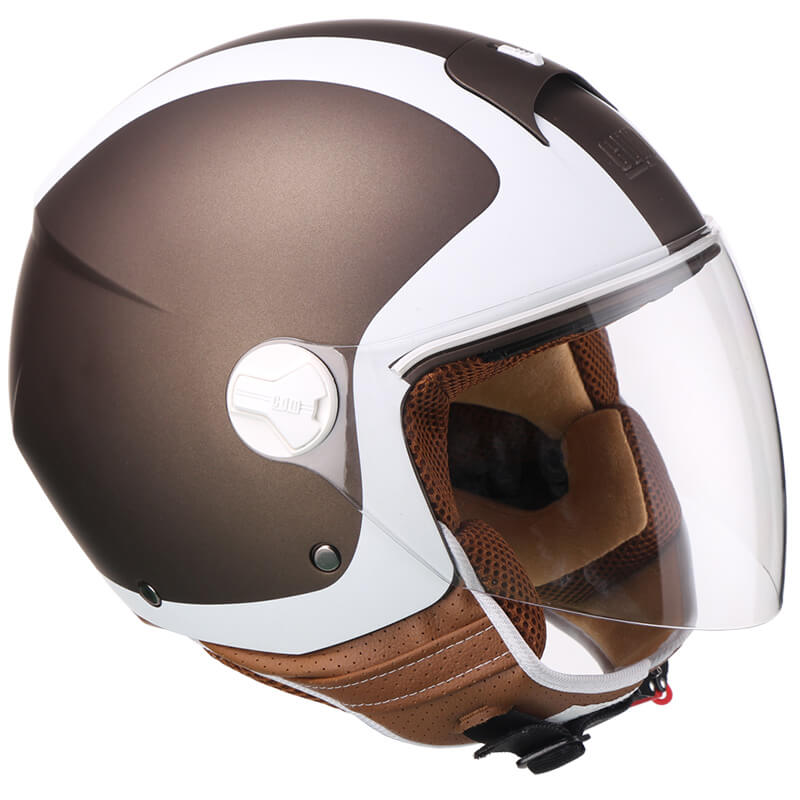 Casco Demi-Jet per Scooter Visiera Lunga CGM Positano 107V Marrone Opaco Varie Misure-1