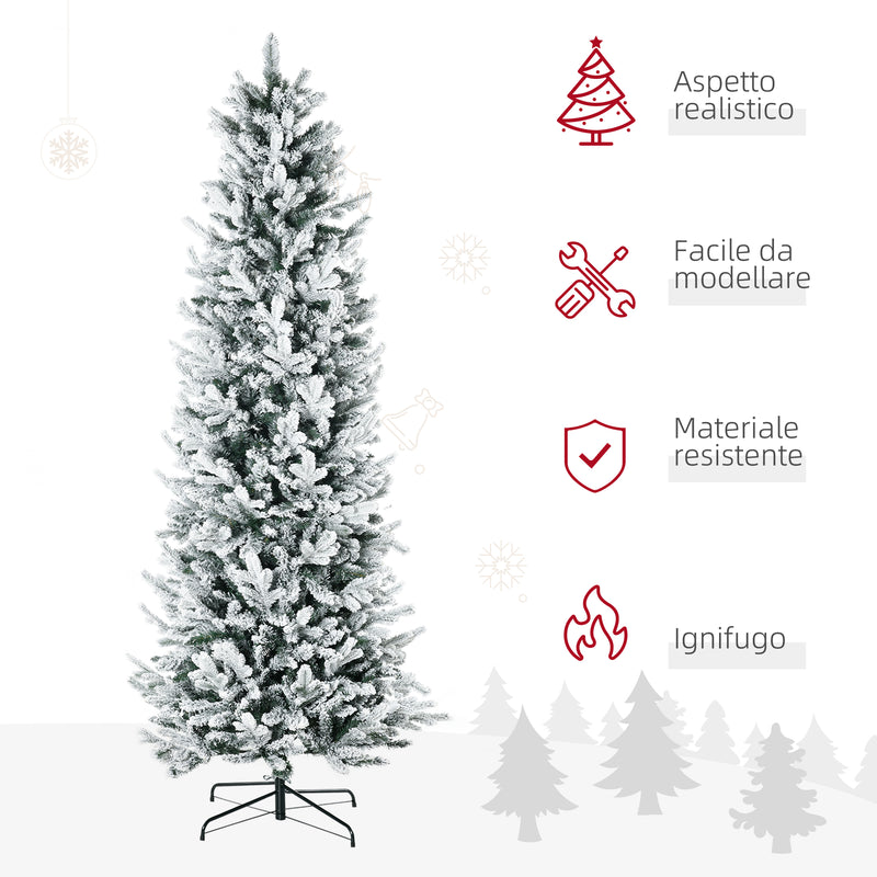 Albero di Natale Artificiale Innevato 225 cm 988 Rami Apertura Automatica Verde-4