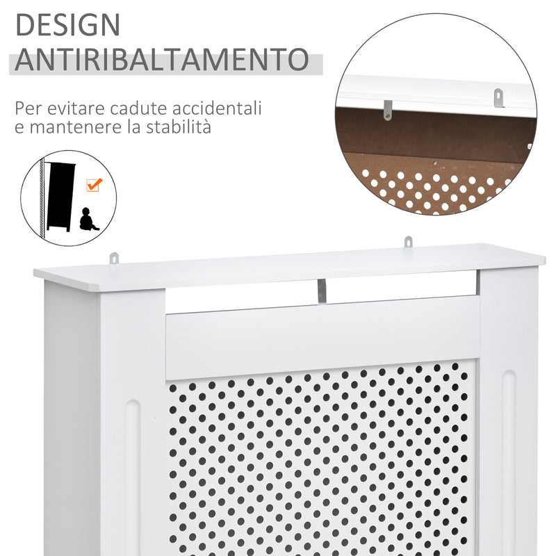 Copritermosifone in Legno a Griglia Bianco 78x82x19 cm -6