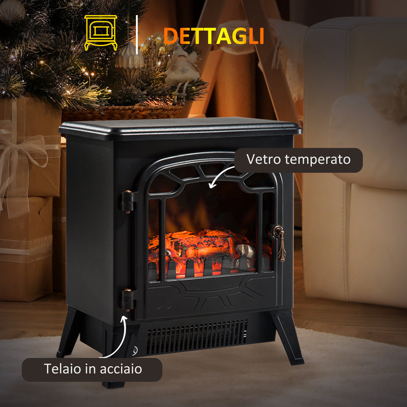 Camino Elettrico da Terra Effetto Fiamma 1800W Nero -7