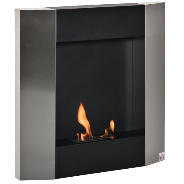 Bioethanol Wandkamin 72x11x72 cm Schwarz und Silber online