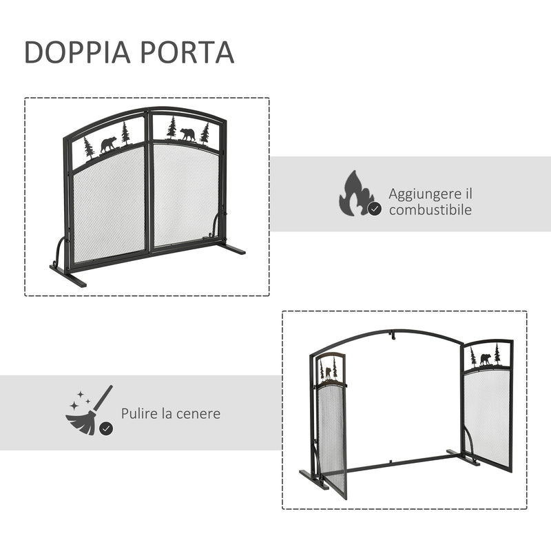 Parascintille con Antine 99x35x80 cm in Metallo Nero-5