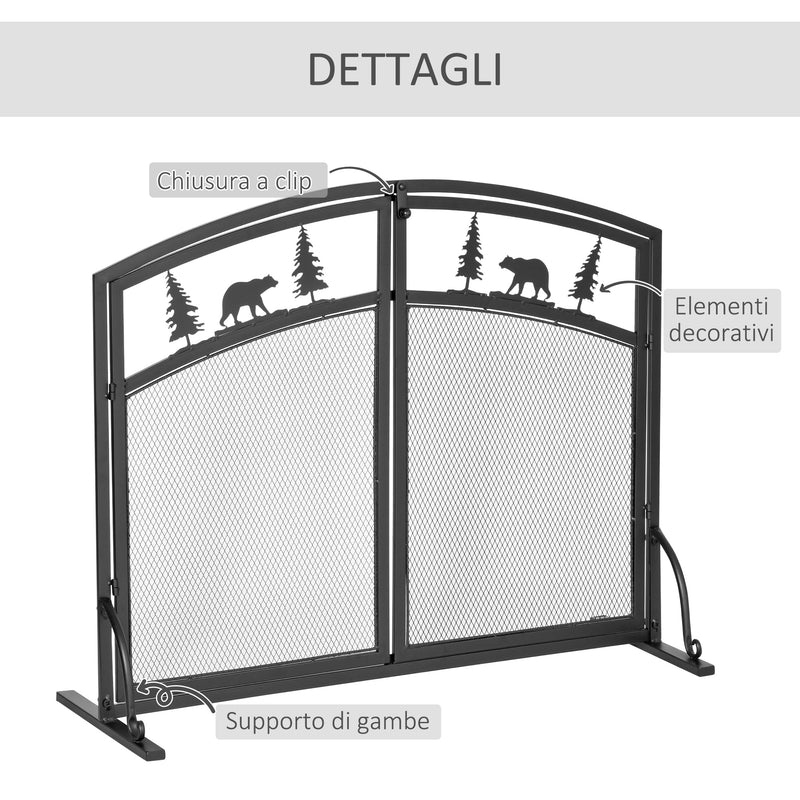 Parascintille con Antine 99x35x80 cm in Metallo Nero-6