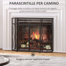 Parascintille Pieghevole con Antine 120x11,5x79 cm in Metallo Nero-4