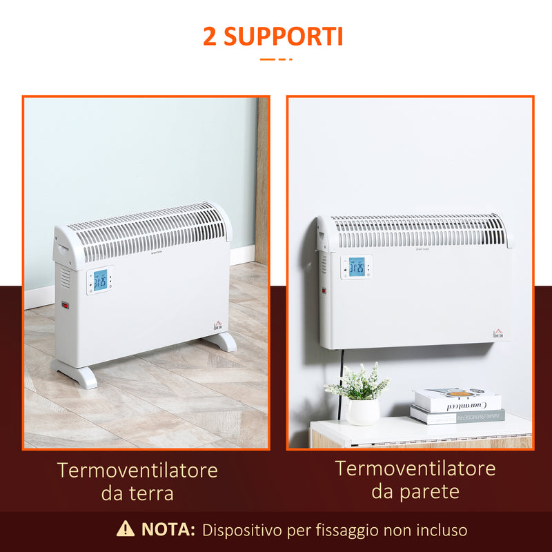 Termoventilatore da Parete o Appoggio 2000W 58,5x20x43 cm Bianco-5