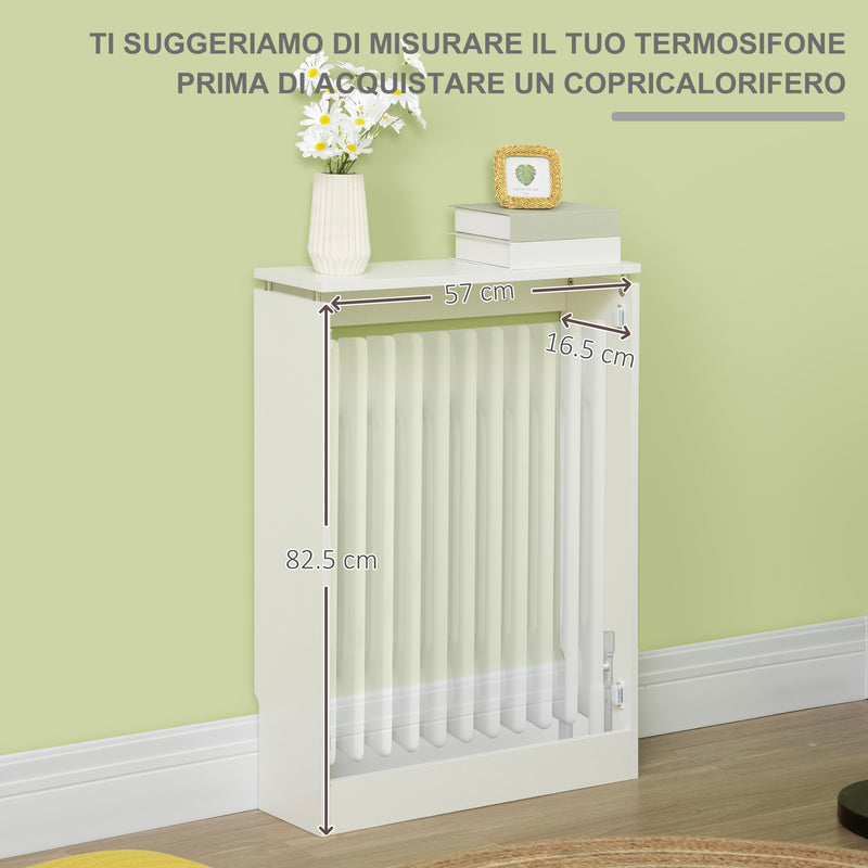 Copritermosifone a Doghe 60x18x84 cm in MDF e Acciaio Bianco-5