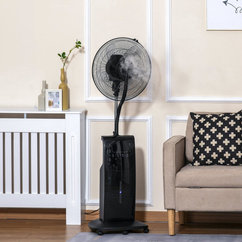 Ventilatore a Piantana Ø44,5 cm con Nebulizzatore ad Acqua e Telecomando Nero-2