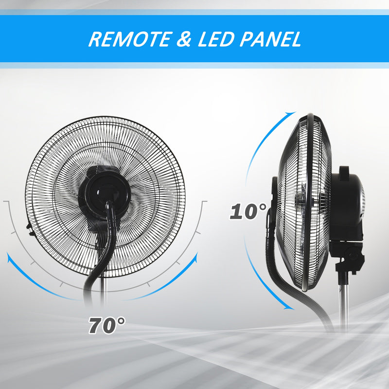 Ventilatore a Piantana Ø44,5 cm con Nebulizzatore ad Acqua e Telecomando Nero-5