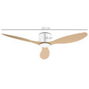 Ventilatore da Soffitto 3 Pale Ø112x25 cm 6 Velocità Legno Naturale e Bianco-3