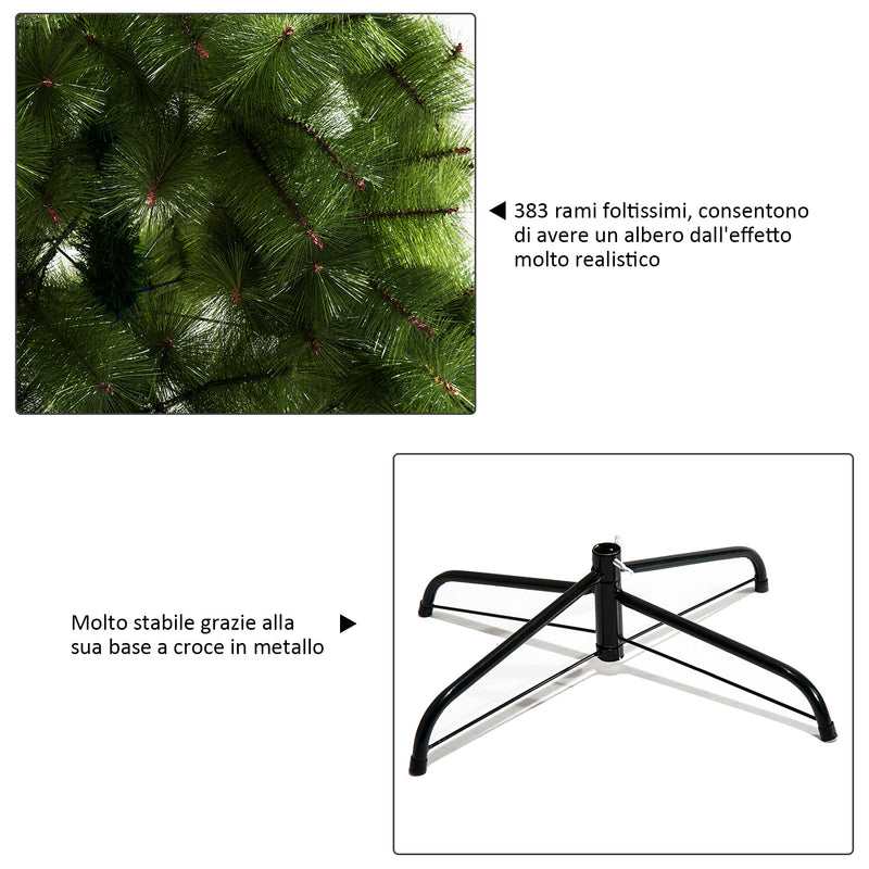 Albero di Natale Artificiale 180 cm 383 Rami e Supporto in Ferro -7