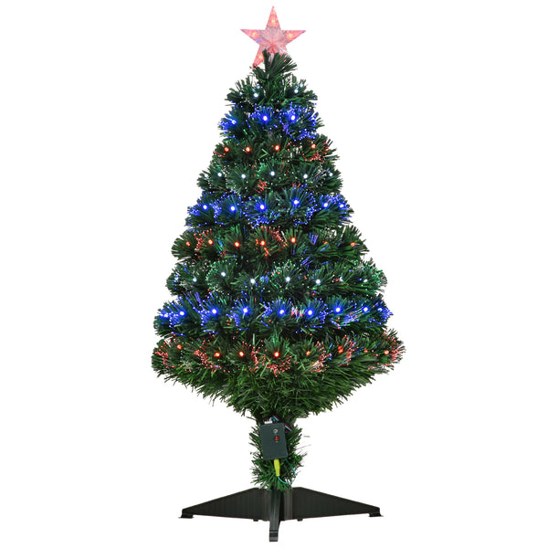 Künstlicher Weihnachtsbaum 90 cm 90 Zweige mit LED-Lichtern und grüner Glasfaser acquista