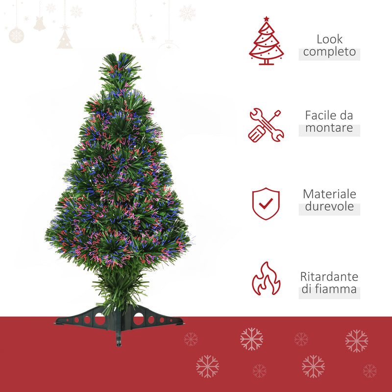 Albero di Natale Artificiale 60 cm 55 Rami con Fibra Ottica Verde -4