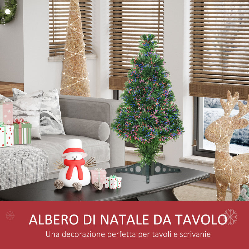 Albero di Natale Artificiale 60 cm 55 Rami con Fibra Ottica Verde -7