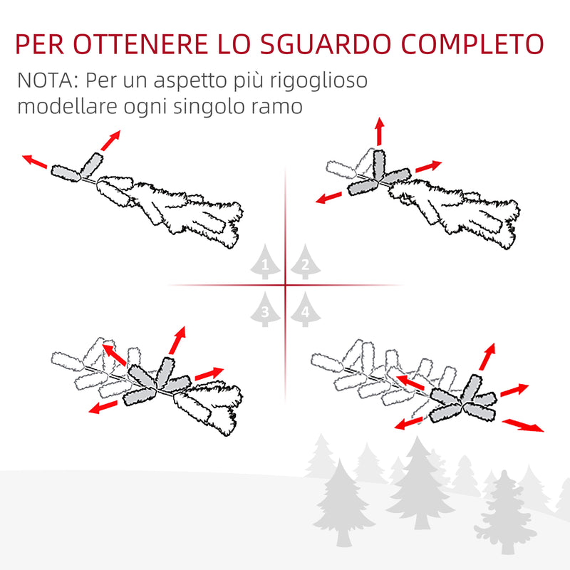 Albero di Natale Artificiale 180 cm 390 Rami Bianco-5