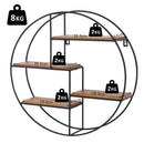 Mensola Design Rack Cerchio in Ferro e Legno Ø45x11 cm -3