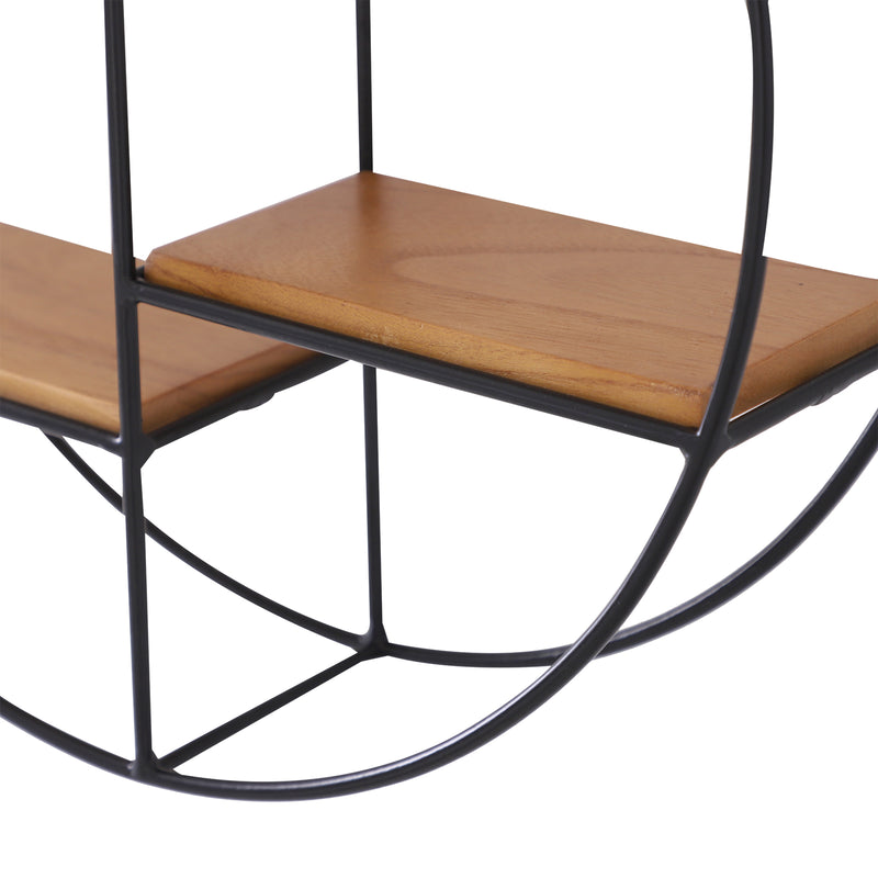 Mensola Design Rack Cerchio in Ferro e Legno Ø45x11 cm -6