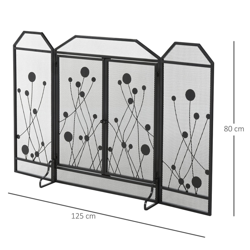 Parascintille con Antine 125x80 cm per Camino a Legna in Metallo  Nero-3