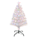 Albero di Natale Artificiale 90 cm 90 Rami con Luci LED e Fibre Ottiche Colorate Bianco-1