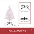 Albero di Natale Artificiale 90 cm 90 Rami con Luci LED e Fibre Ottiche Colorate Bianco-6