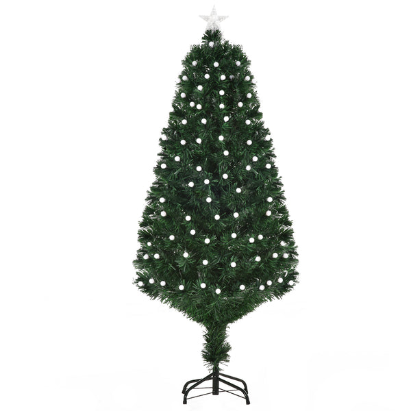 sconto Künstlicher Weihnachtsbaum 150 cm 170 Äste mit LED-Lichtern und grüner Glasfaser