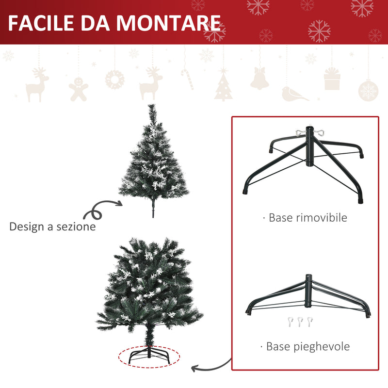 Albero di Natale Artificiale Innevato 150 cm 378 Rami con Bacche Verde-4