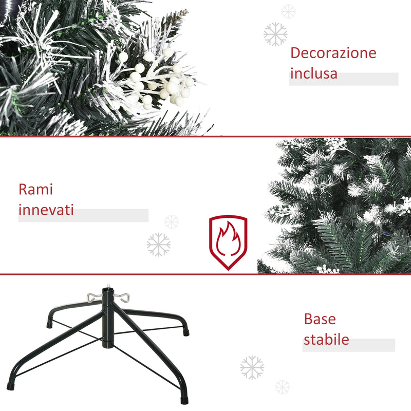 Albero di Natale Artificiale Innevato 150 cm 378 Rami con Bacche Verde-5