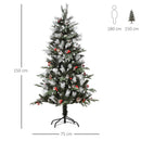 Albero di Natale Artificiale Innevato 150 cm 440 Rami con Bacche Rosse e Pigne Verde-3