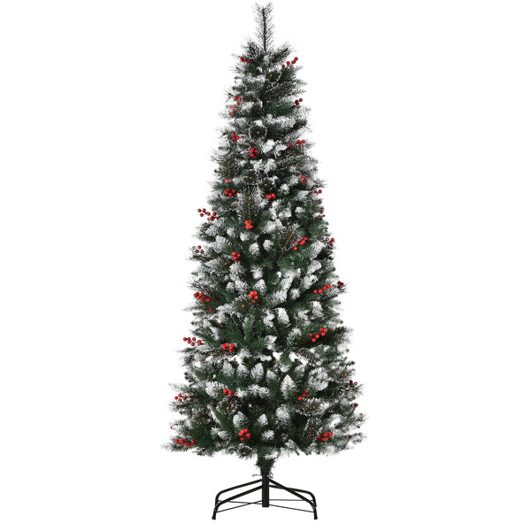 acquista Künstlicher Weihnachtsbaum schneebedeckt 180 cm 539 Äste mit grünen Beeren