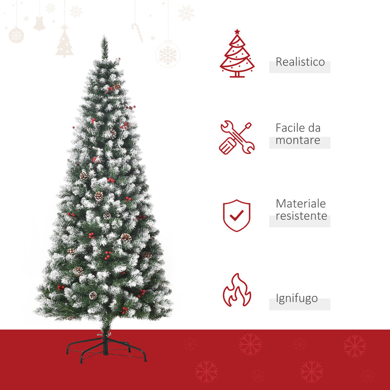 Albero di Natale Artificiale Innevato 180 cm 618 Rami con Pigne Verde-4