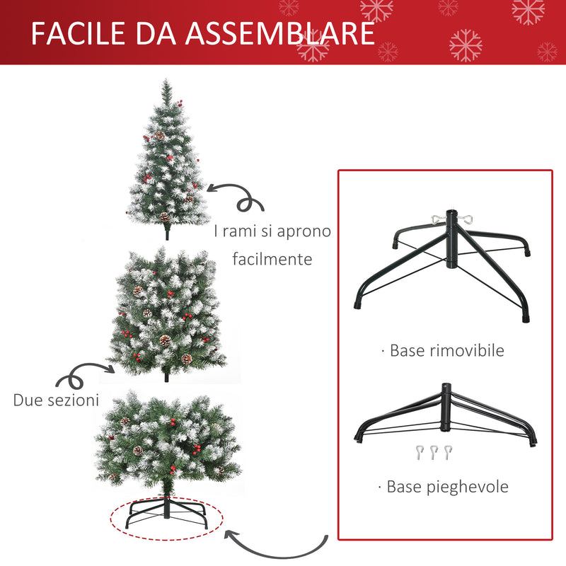 Albero di Natale Artificiale Innevato 180 cm 618 Rami con Pigne Verde-6