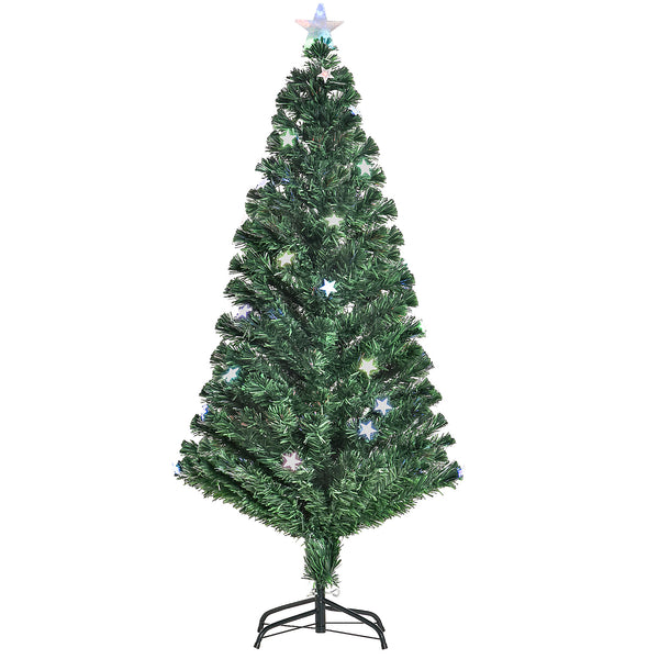 sconto Künstlicher Weihnachtsbaum 150 cm 180 Zweige 36 LED-Lichter und farbiges Glasfasergrün