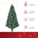 Albero di Natale Artificiale 150 cm 180 Rami 36 Luci LED e Fibre Ottiche Colorate Verde-7