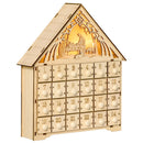 Calendario dell'Avvento  26,6x6x30 cm 24 Cassetti e Presepe Intagliato in Legno-1