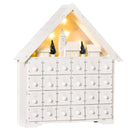 Calendario dell'Avvento  39x9x42 cm 24 Cassetti Villaggio di Natale con Alberi e Luci Bianco-1