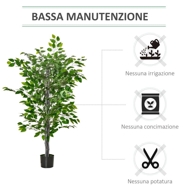 Pianta Artificiale di Ficus H135 cm con Vaso Verde-6