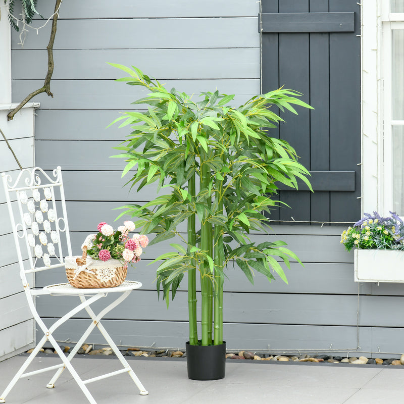 Pianta Artificiale di Bambù H140 cm con Vaso Verde-4