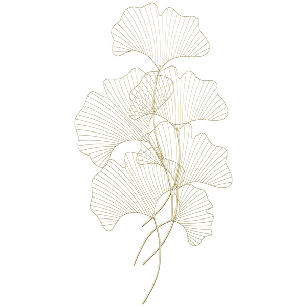 3D-Wanddekoration 51 x 94,5 cm aus goldfarbenem Ginkgo-Blattmetall acquista