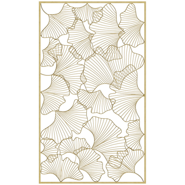 acquista Rechteckige 3D-Wanddekoration 50 x 85 cm aus Ginkgo-Blättern aus Metall in Gold